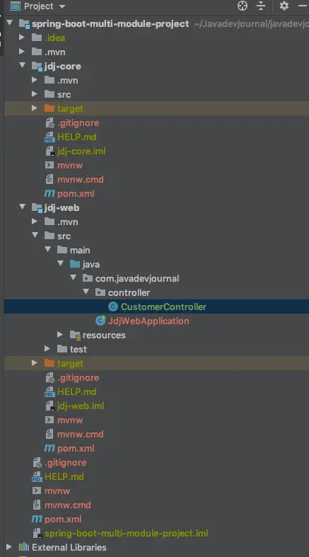 Multi-Module Project With Spring Boot -intellij