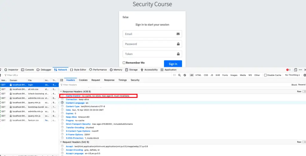 Spring Security Cache Control Headers